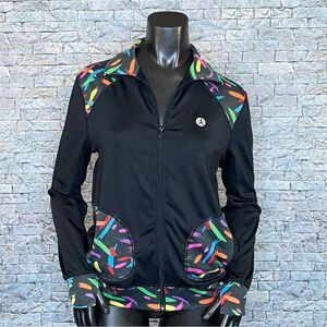 Yoshion Athletic Zip Up Jacket Size Medium Multi Colored with Pockets